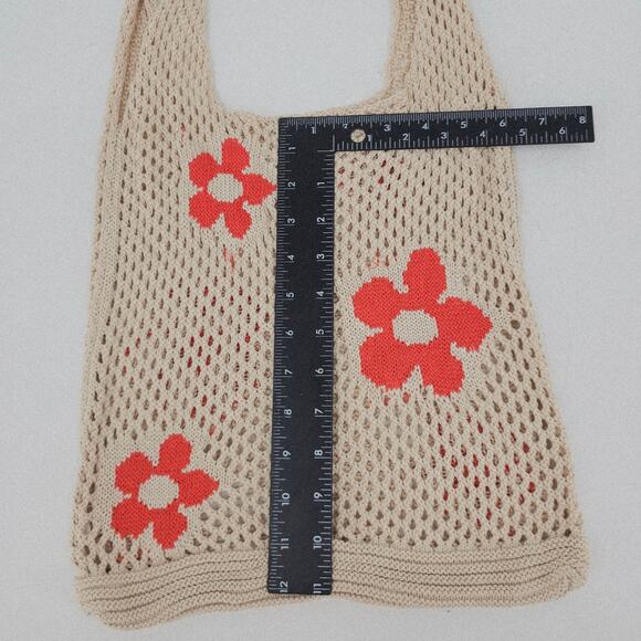 Crochet Tote Mesh Beach Bag Floral Fairycore Hobo Fairy Aesthetic Y2k Market Bag - Picture 4 of 6